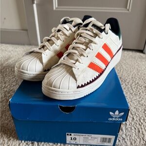Adidas Superstar Sneakers with Cream and Orange Stripes